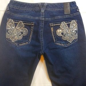 Vanity Premium Collection Stretch Curvy Embroidered Denim Blue Jeans 27R